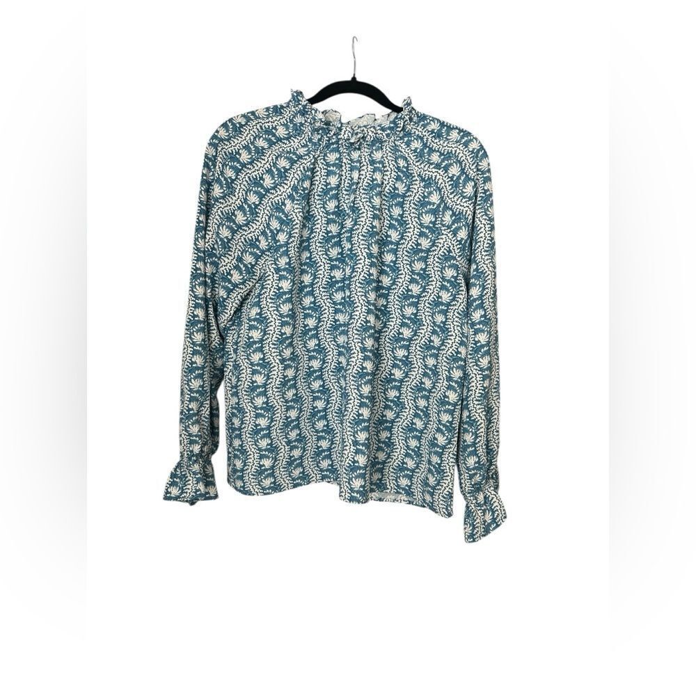 HILL HOUSE Printed Mock Neck Blouse SIZE M